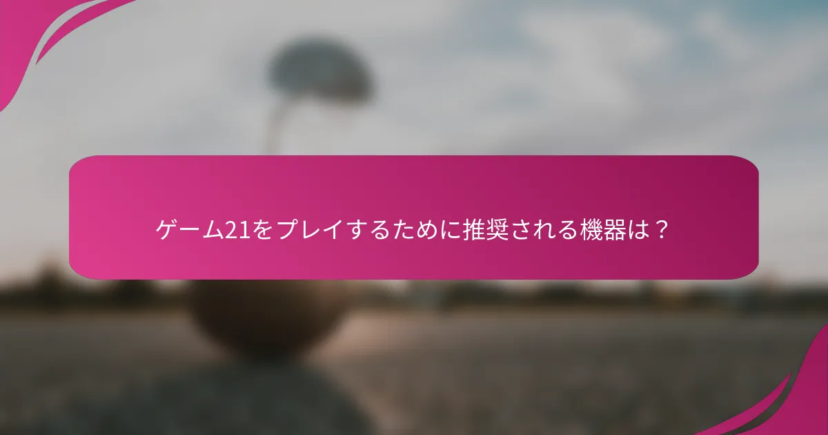 ゲーム21をプレイするために推奨される機器は？